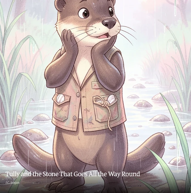 Front cover: Tully the otter by a misty river